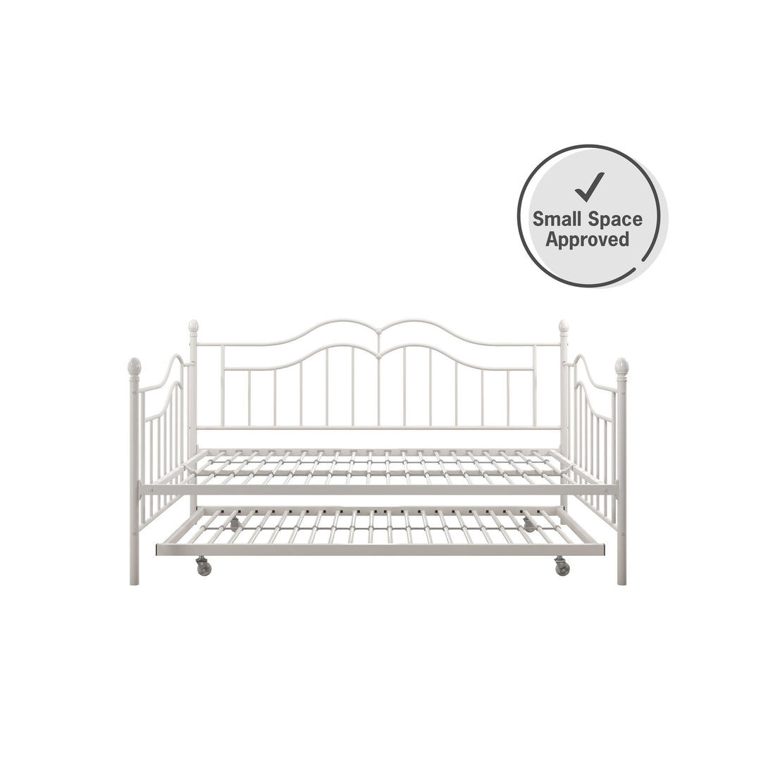 Tokyo Metal Daybed and Trundle Set with Metal Slats - White - Full