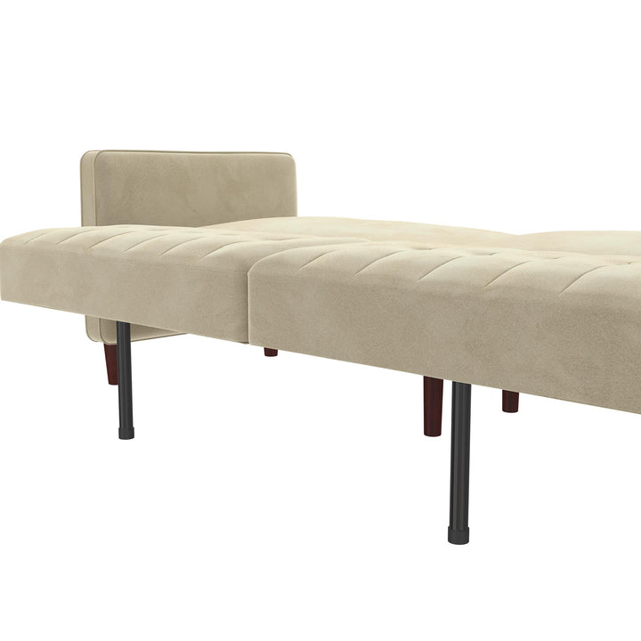 Pin Tufted Transitional Futon with Vertical Stitching and Button Tufting - Tan