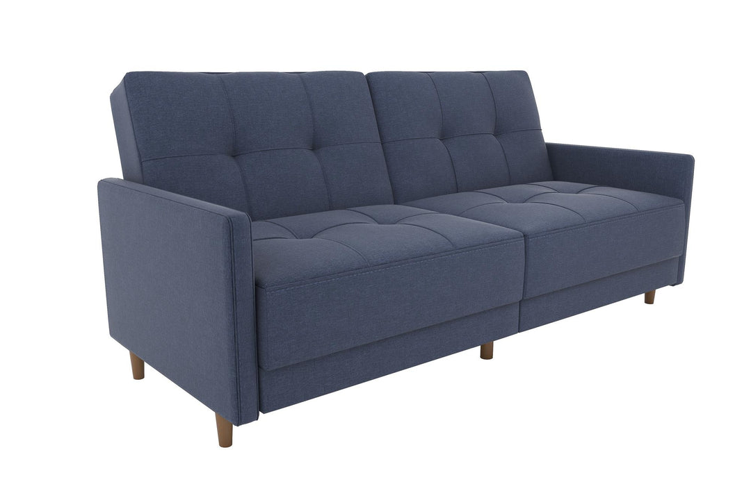 Andora Tufted Upholstered Coil Futon with Wooden Legs - Navy