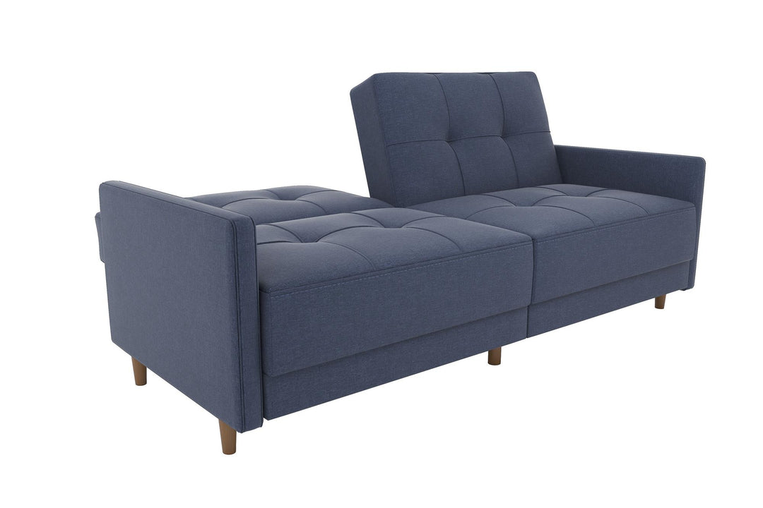 Andora Tufted Upholstered Coil Futon with Wooden Legs - Navy