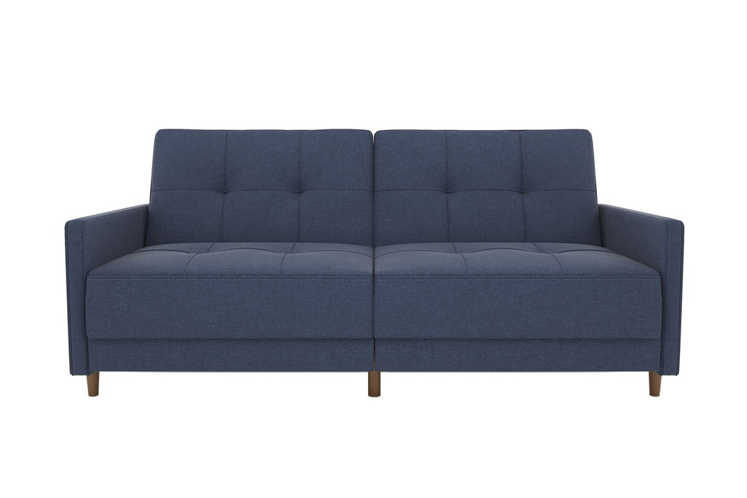 Andora Tufted Upholstered Coil Futon with Wooden Legs - Navy