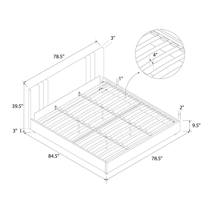 Wynn Upholstered Bed - Light Gray - King