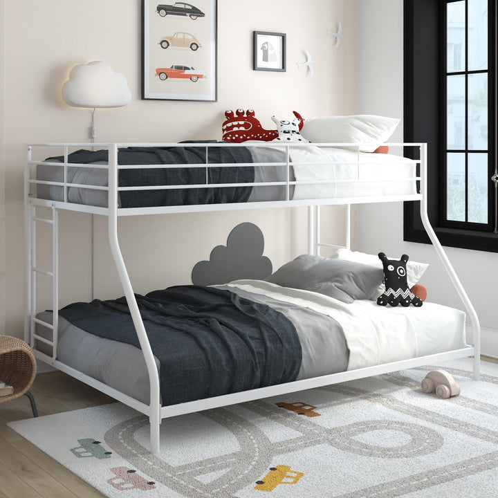 Small Space Junior Twin over Full Metal Bunk Bed - White - Twin-Over-Full