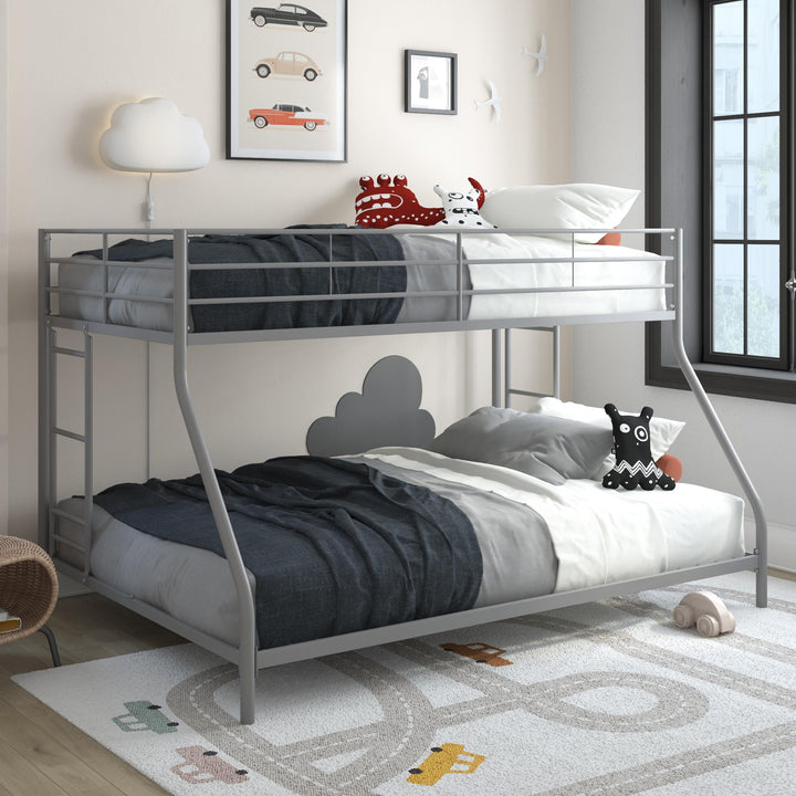 Small Space Junior Twin over Full Metal Bunk Bed - Silver - Twin-Over-Full