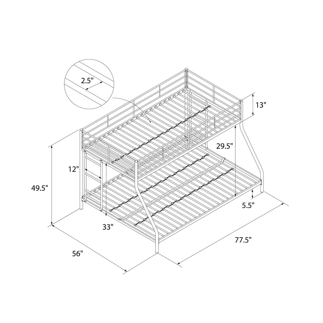 bunk beds with twin over full - Silver - Twin-Over-Full