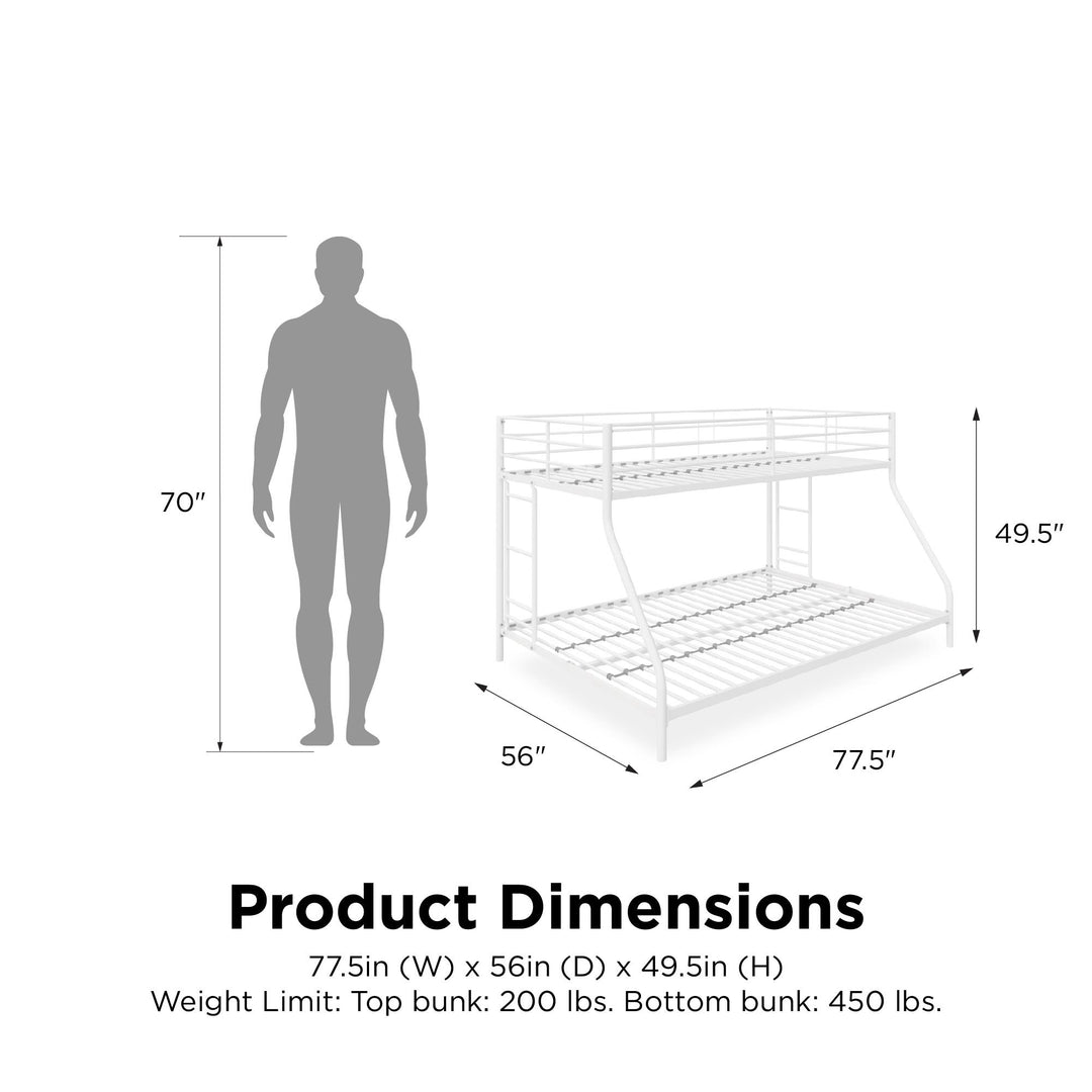 metal twin over full bunk bed - White - Twin-Over-Full