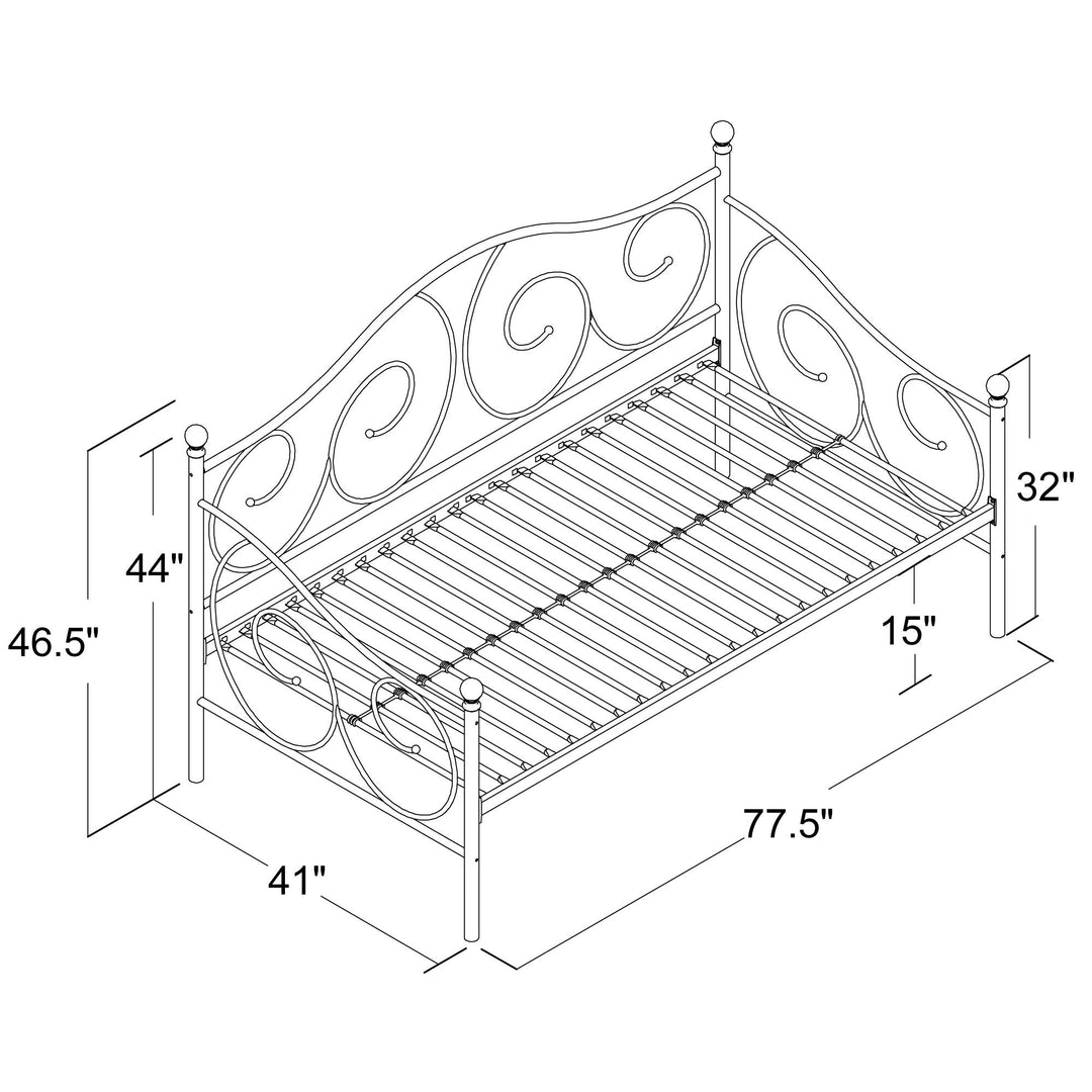 Victoria Metal Daybed with 15 Inch Clearance for Storage - White - Twin