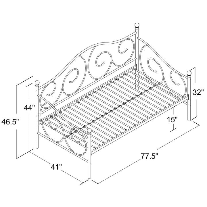 Victoria Metal Daybed with 15 Inch Clearance for Storage - White - Twin