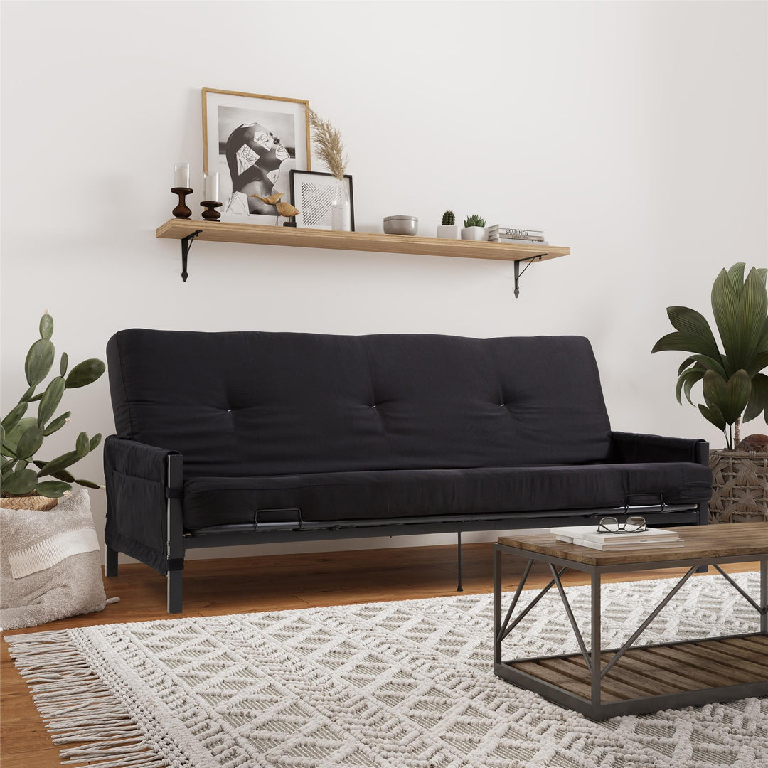 Fairview Metal Frame Storage Futon with 6 Inch Mattress - Black