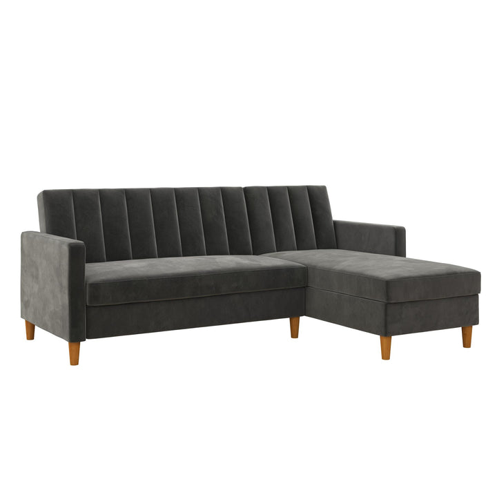 Celine Reversible Sectional Futon with Storage Chaise - Dark Gray