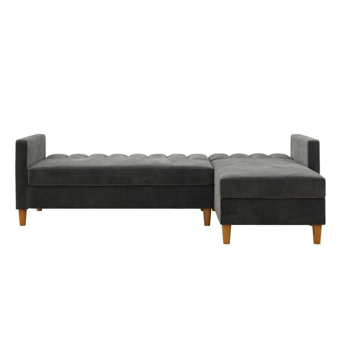 Celine Reversible Sectional Futon with Storage Chaise - Dark Gray