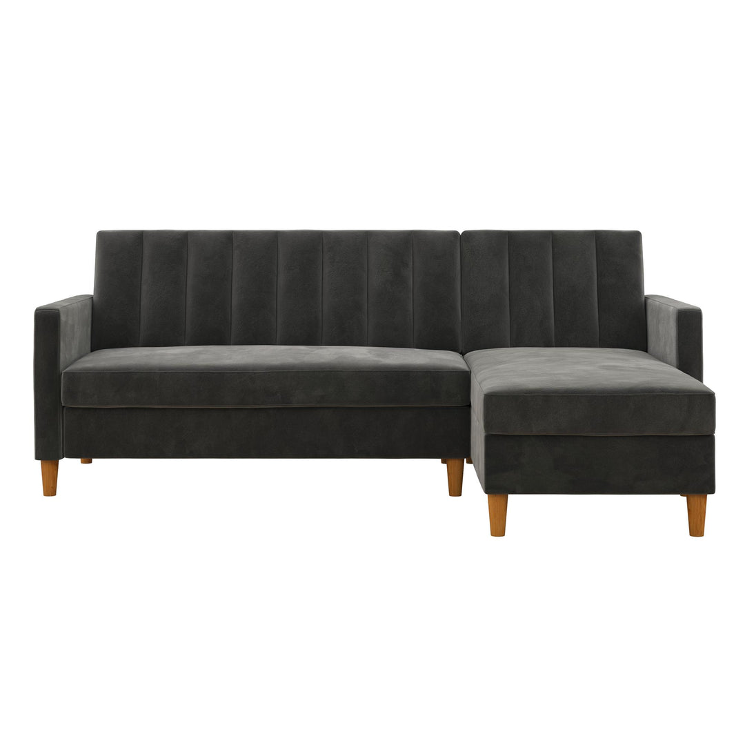 Celine Reversible Sectional Futon with Storage Chaise - Dark Gray