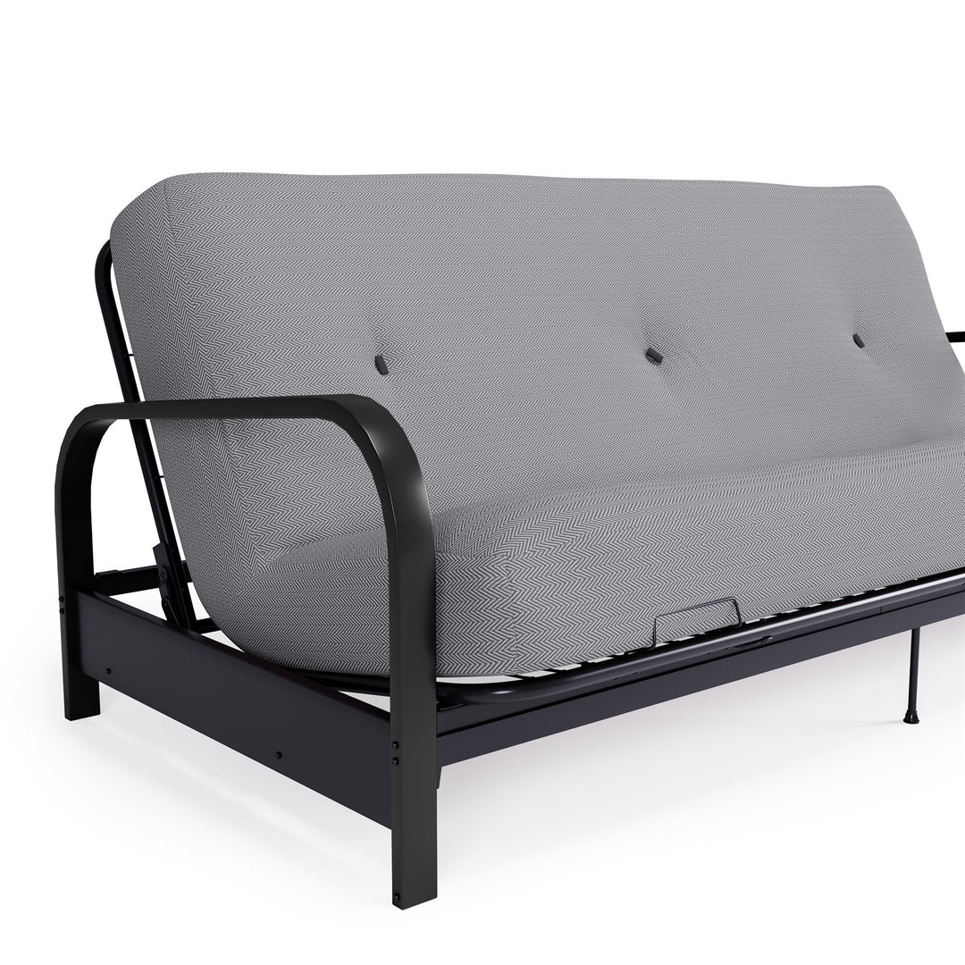 Cleo Black Metal Arm Full Size Futon Frame - Herringbone - Full