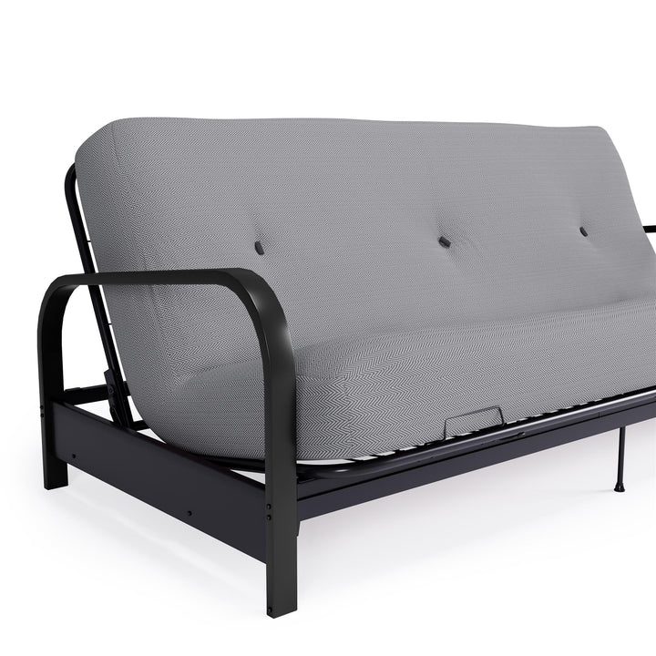 Cleo Black Metal Arm Full Size Futon Frame - Herringbone - Full