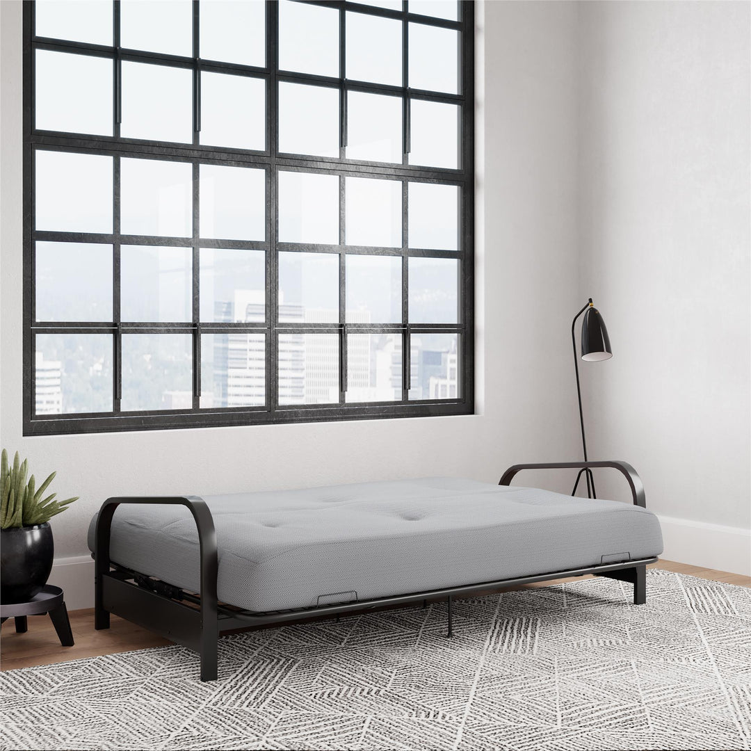 Cleo Black Metal Arm Full Size Futon Frame - Herringbone - Full