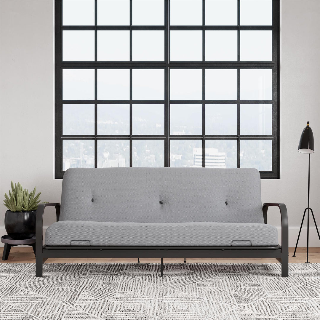 Cleo Black Metal Arm Full Size Futon Frame - Herringbone - Full