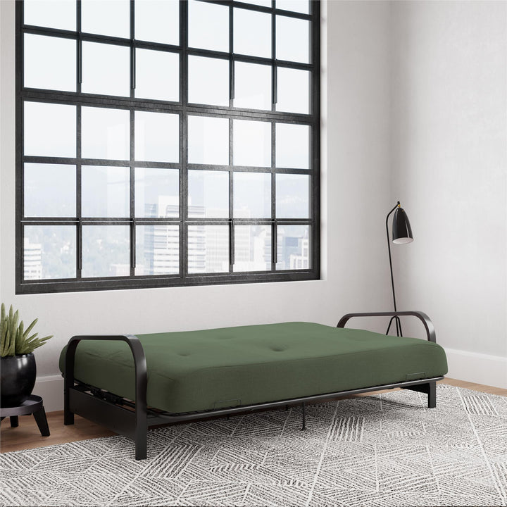 Cleo Black Metal Arm Full Size Futon Frame - Green - Full