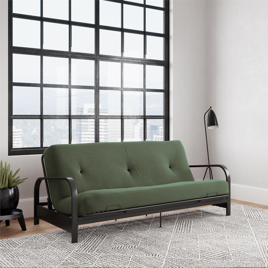 Cleo Black Metal Arm Full Size Futon Frame - Green - Full