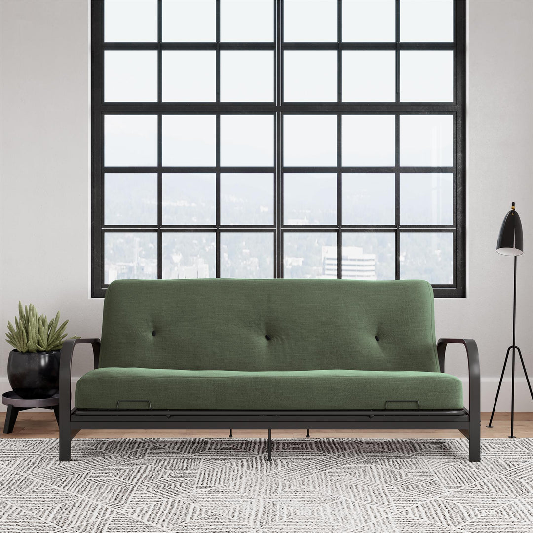 Cleo Black Metal Arm Full Size Futon Frame - Green - Full