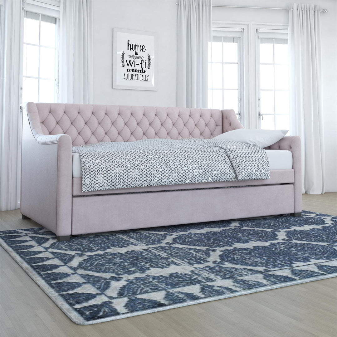 Monarch Hill Ambrosia Upholstered Daybed and Trundle Set - Pale Pink - Twin