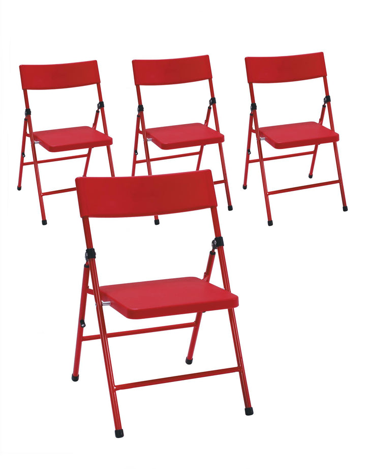 Kid's Plastic Pinch-Free Folding Chair, Set of 4 - Red - 4-Pack