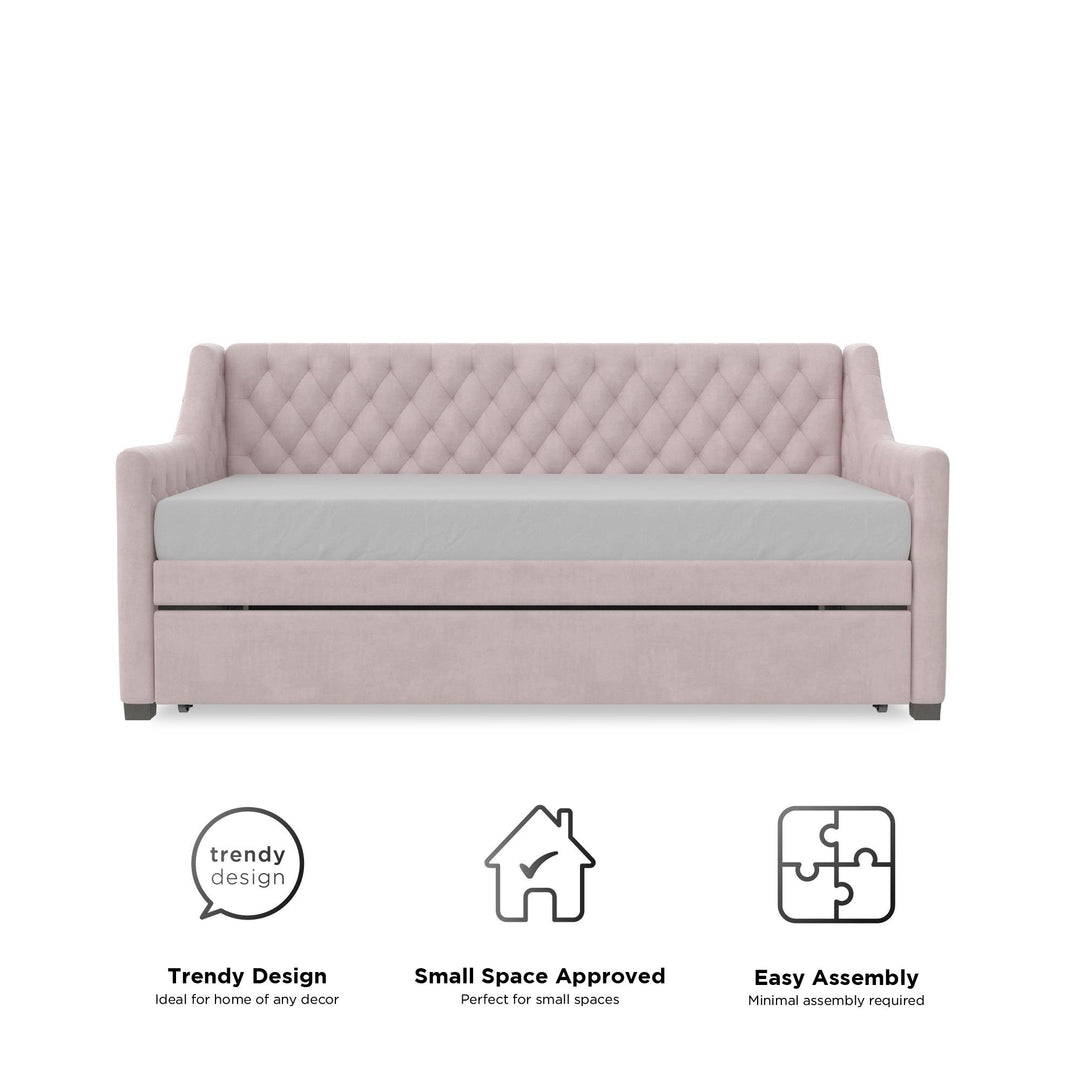 Monarch Hill Ambrosia Upholstered Daybed and Trundle Set - Pale Pink - Twin