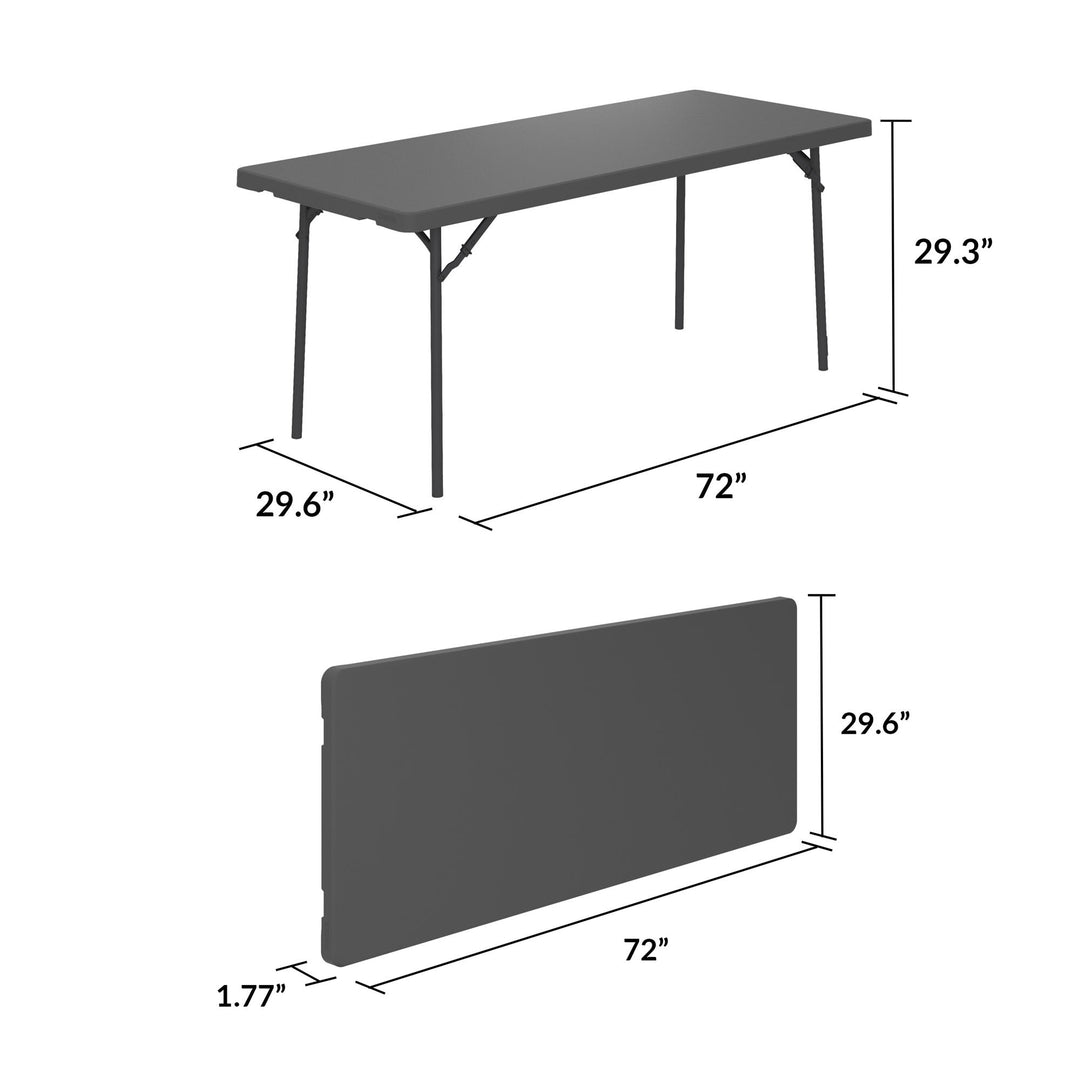 6 foot Commercial Blow Mold Folding Table - Gray - 1-Pack