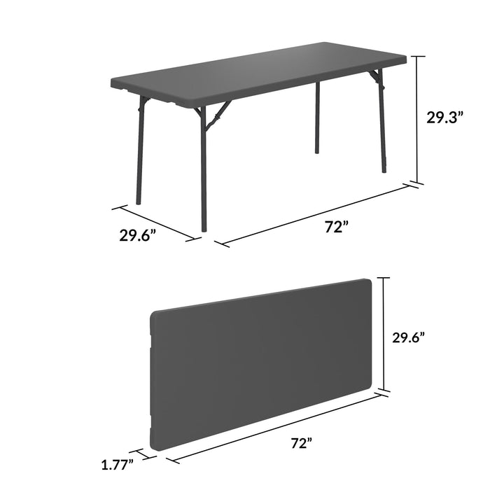 6 foot Commercial Blow Mold Folding Table - Gray - 1-Pack