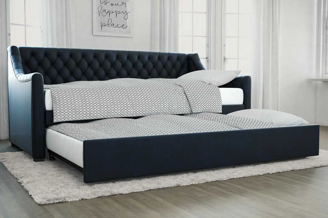 Monarch Hill Ambrosia Upholstered Daybed and Trundle Set - Blue - Twin