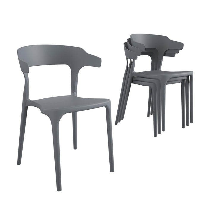 Felix Stacking Dining Chairs, Indoor/Outdoor, 4-Pack - Charcoal - 4-Pack