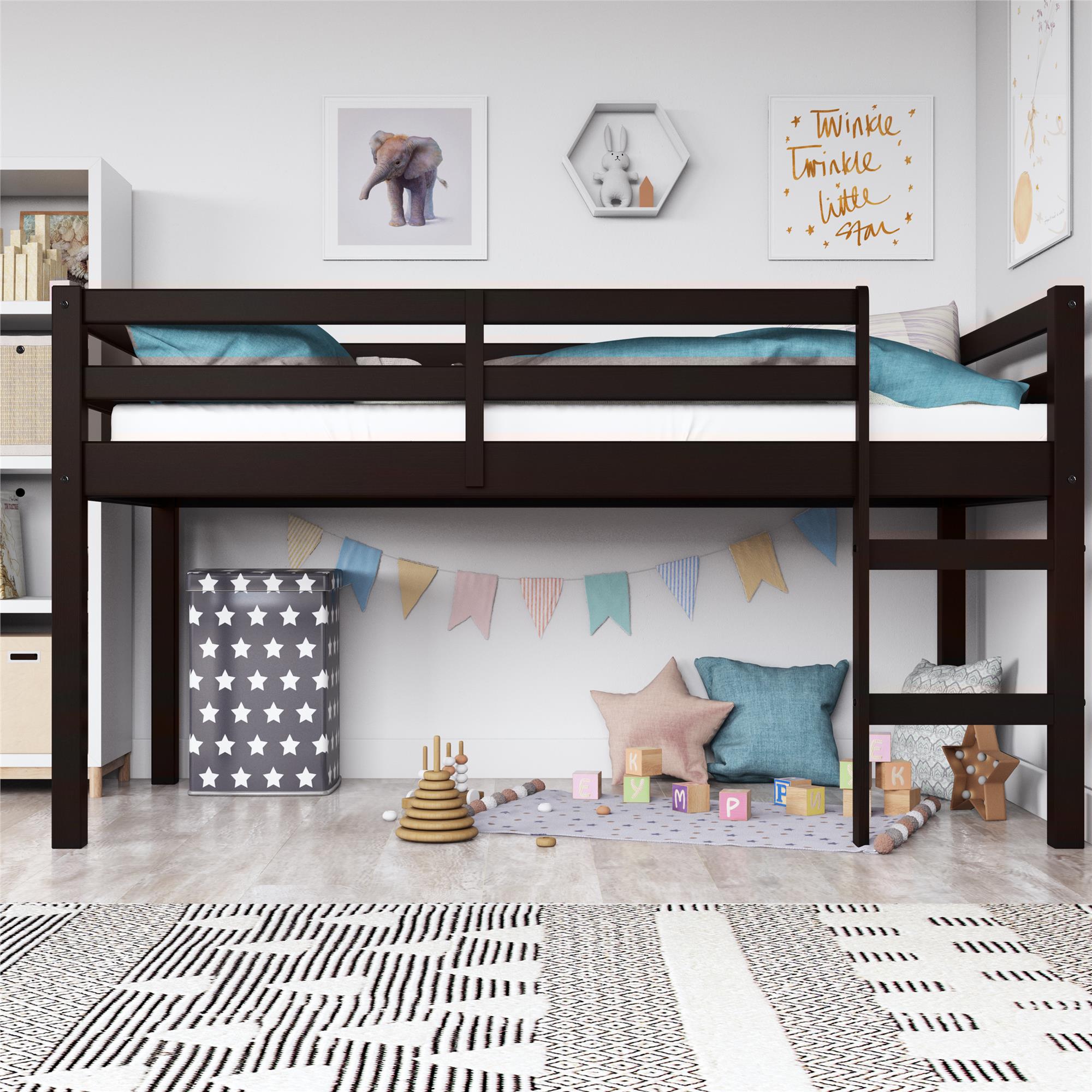 Milton Junior Twin Wooden Espresso Loft Bed for Kids RealRooms