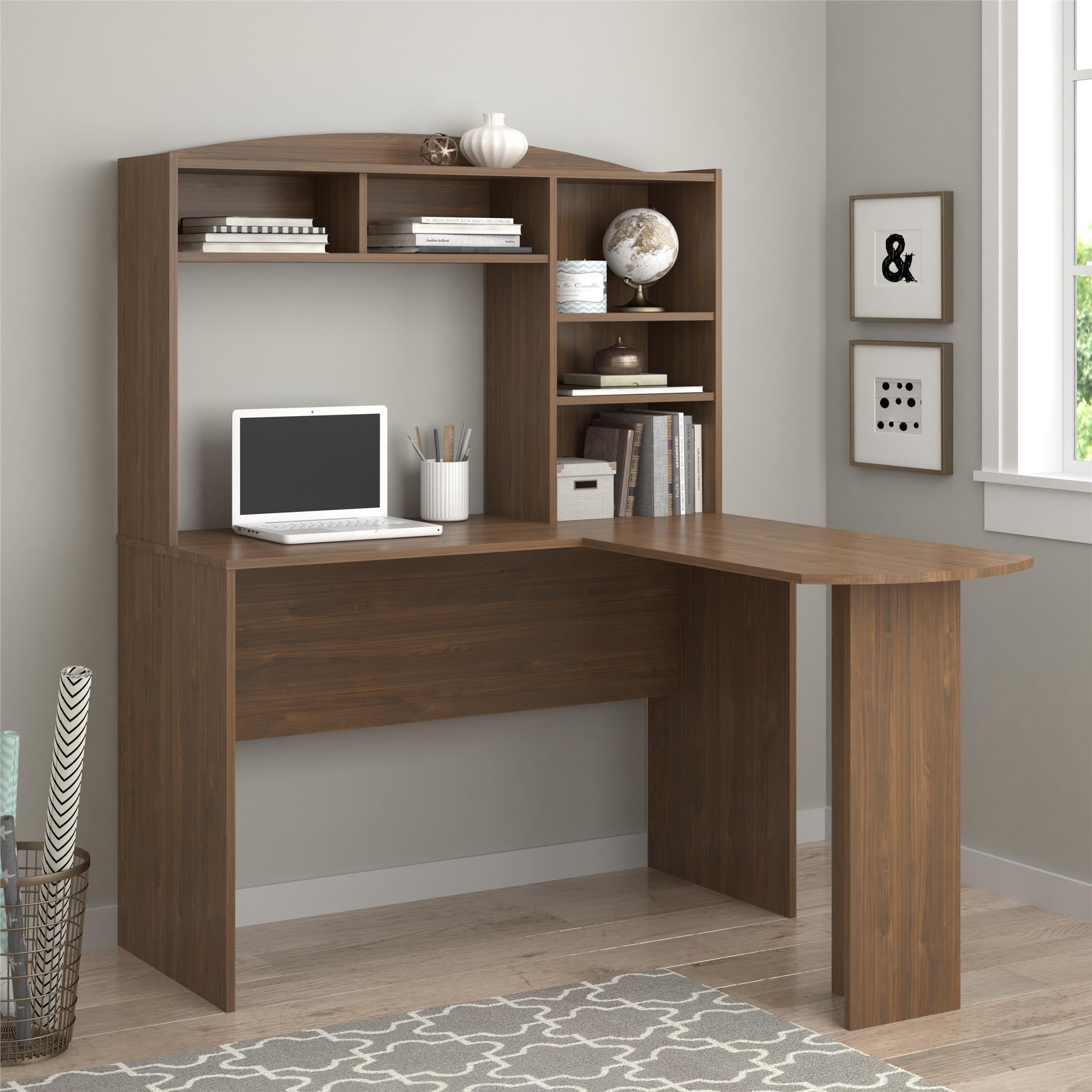 Sutton L-shaped Computer Desk with Hutch – RealRooms