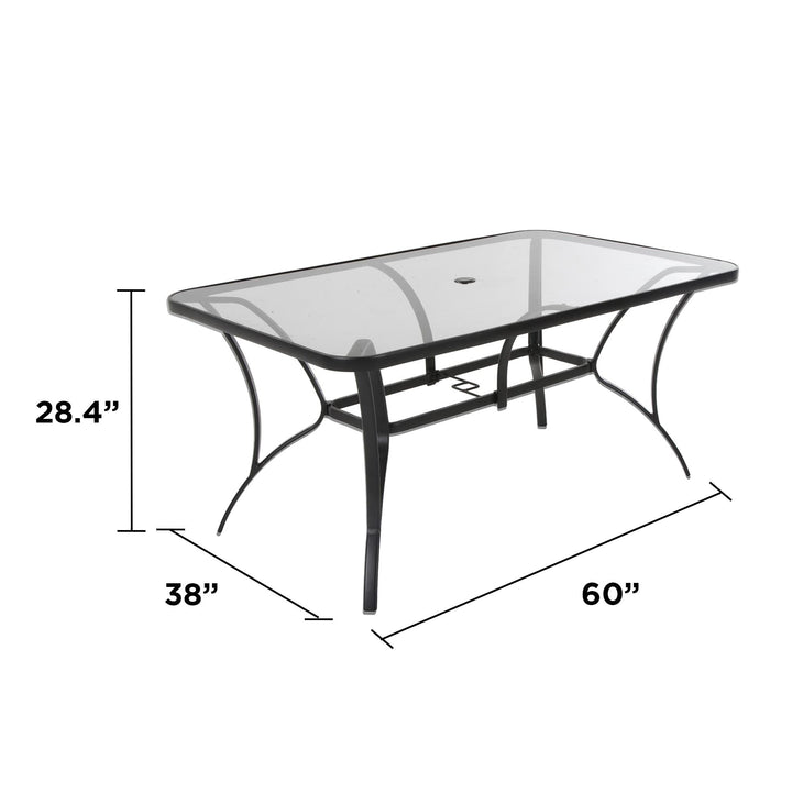 Paloma Patio Dining Table with Tempered Glass Top and Weather Resistant Frame - Gray