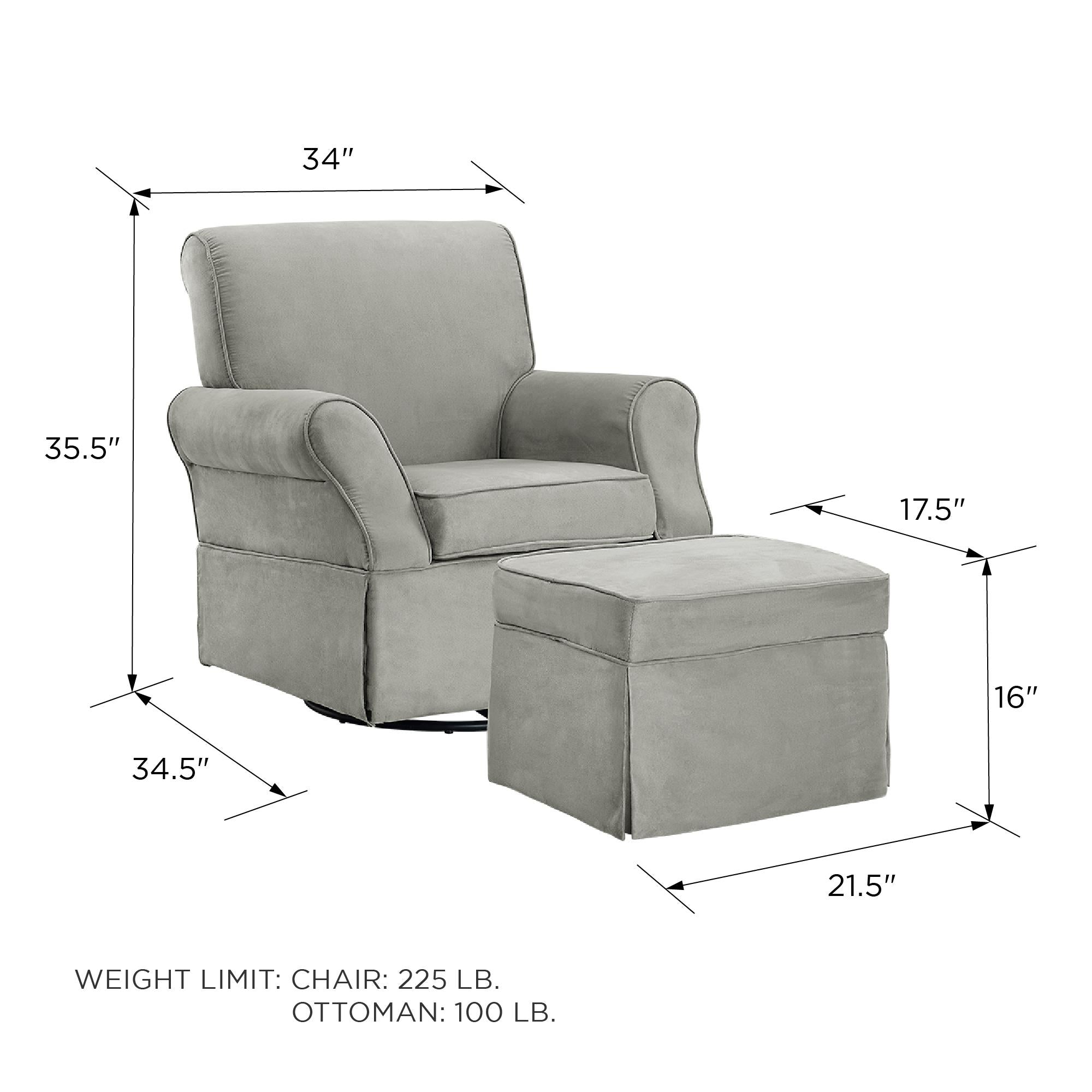 Kelcie Swivel Glider Chair Ottoman Solid Wood Frame RealRooms