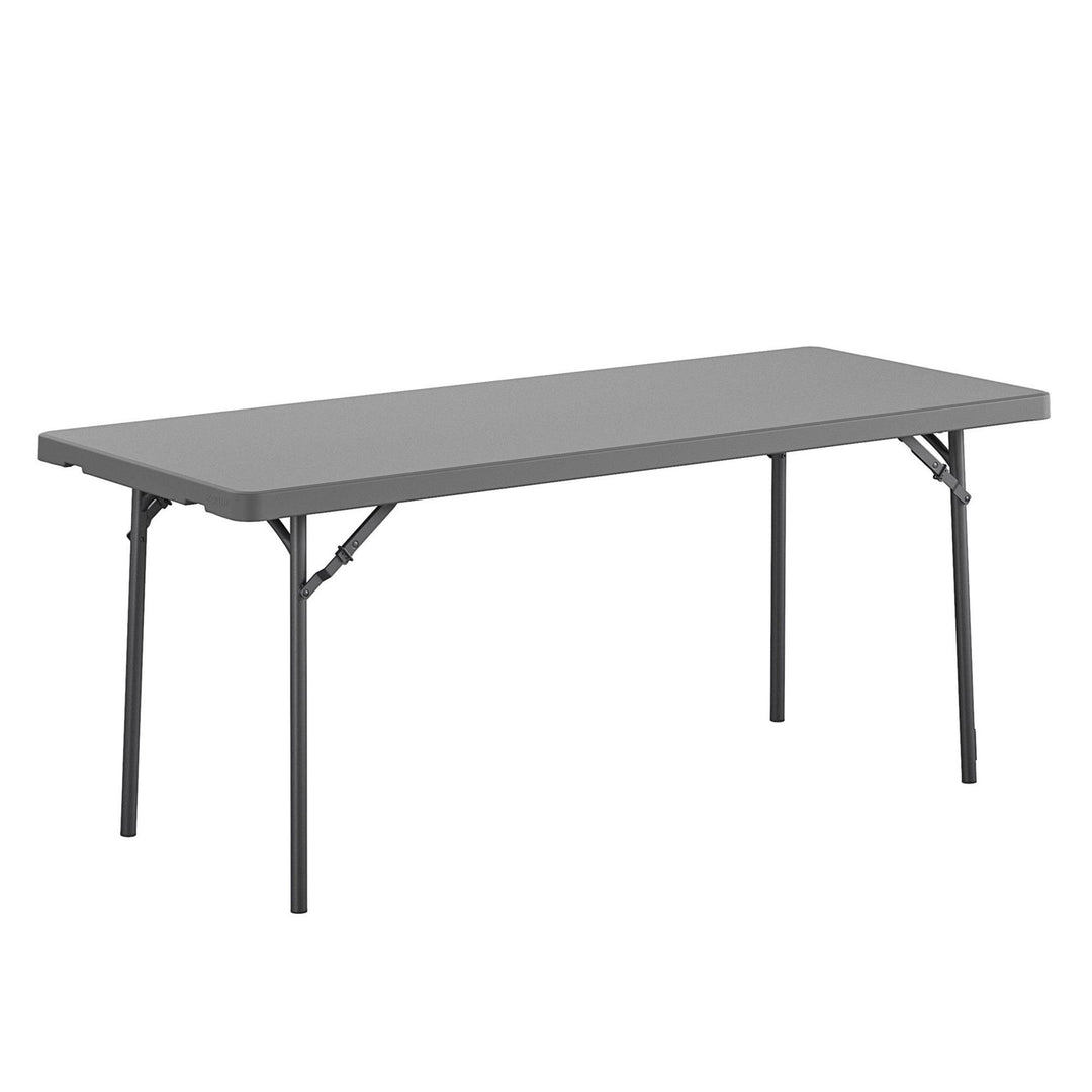 6 foot Commercial Blow Mold Folding Table - Gray - 1-Pack