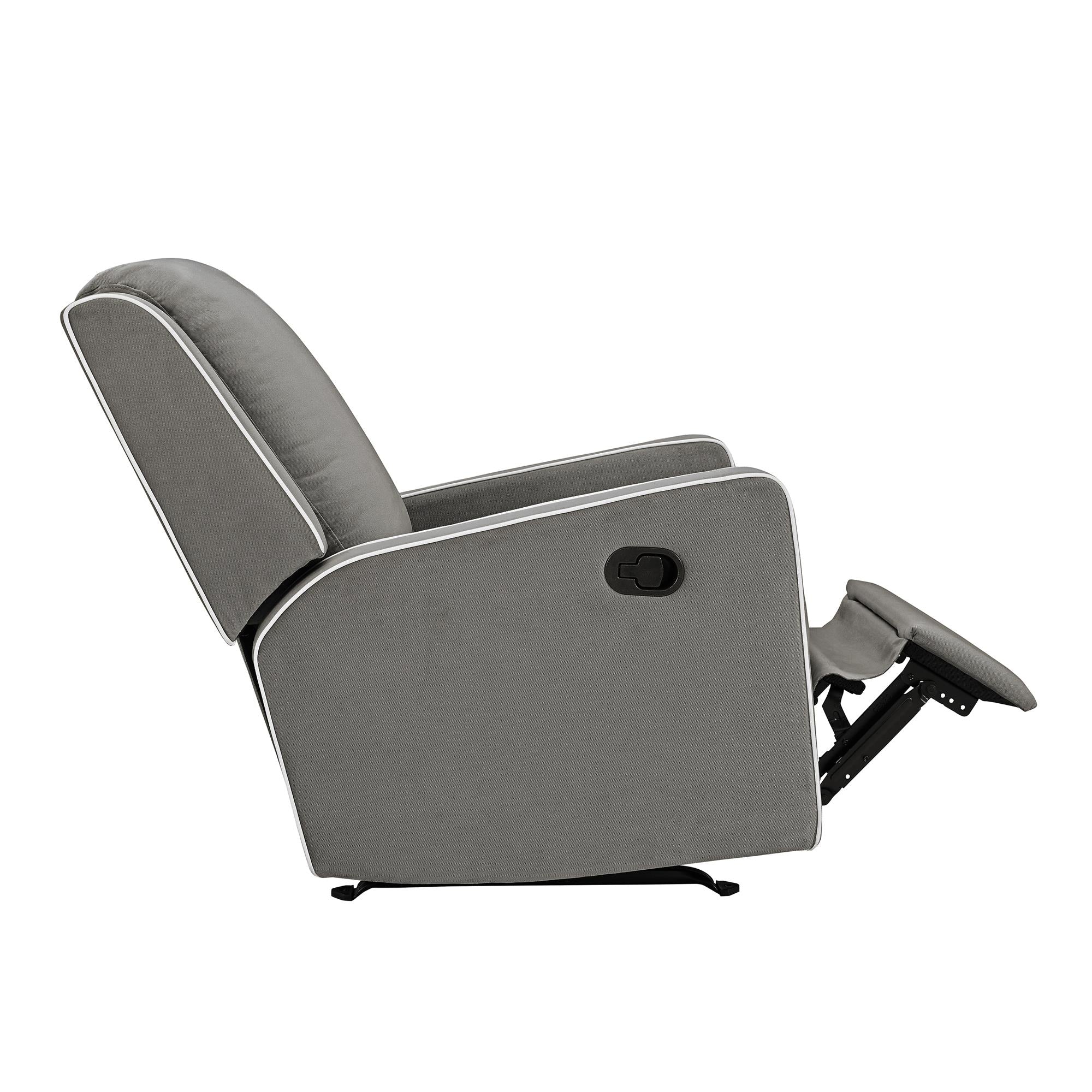 Robyn Rocker Recliner Chair Upholstered with White Trim Detail