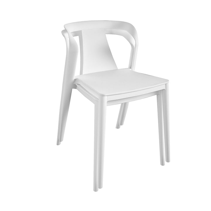 COSCO Curved Arm Dining Chair, Indoor/Outdoor, 2-Pack, Classic White - White