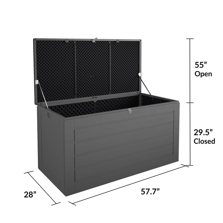 Outdoor Patio Deck Storage Box, Extra Large, 180 Gallons, Black and Charcoal - Black