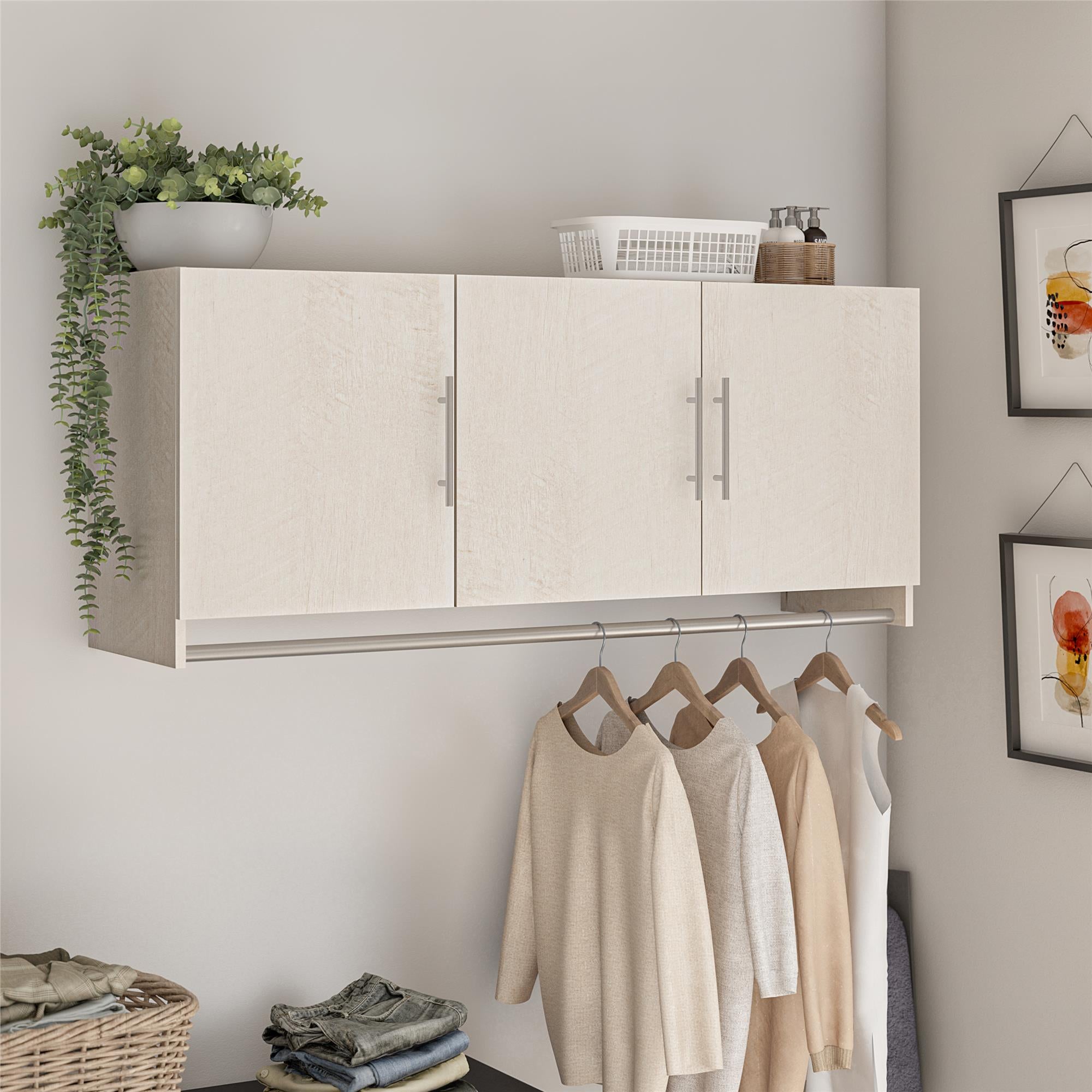 Camberly 3 Door Wall Cabinet with Hanging Rod Modern Design RealRooms