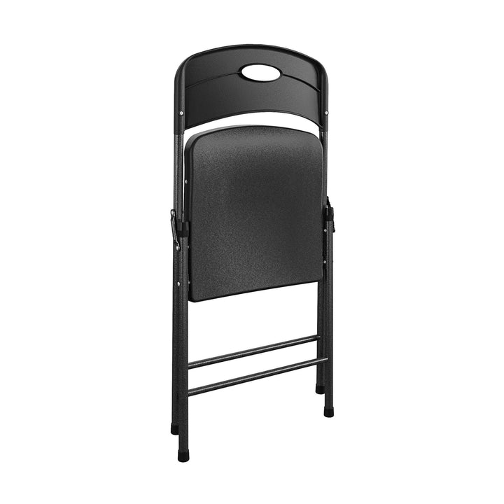 Solid Resin Plastic Folding Chair, Indoor/Outdoor, Double Braced, Set of 4 - Black - 4-Pack