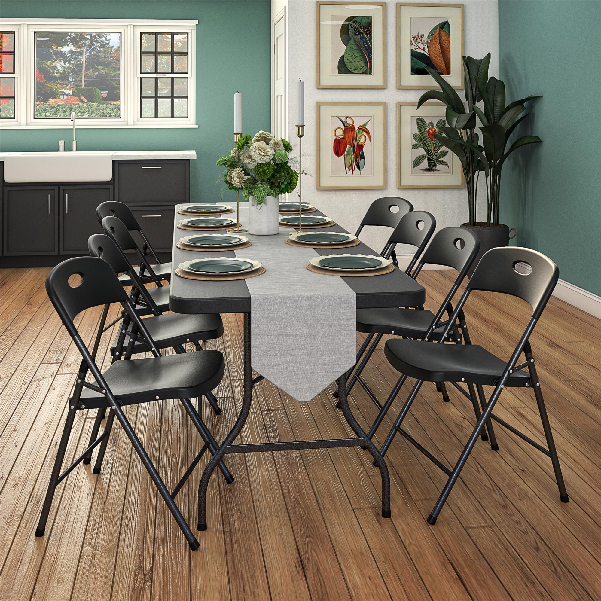 Black folding deals chairs outdoor