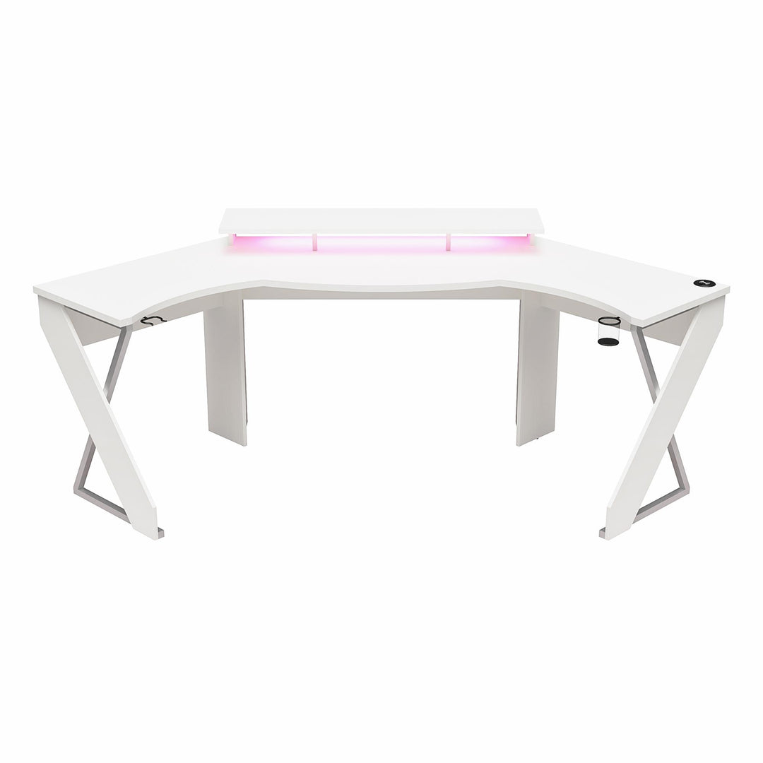 NTense Quest Gaming Desk with CPU Stand White