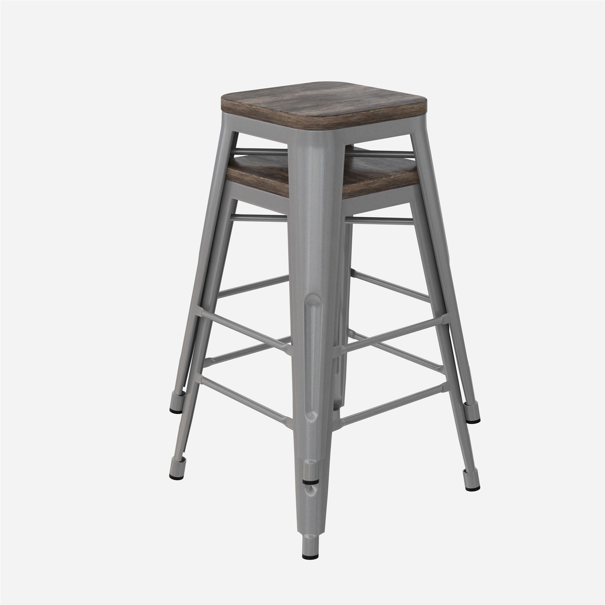 Dhp fusion 24 metal shops backless counter stool with wood seat