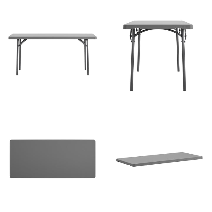 5 foot Commercial Blow Mold Folding Table - Gray - 1-Pack