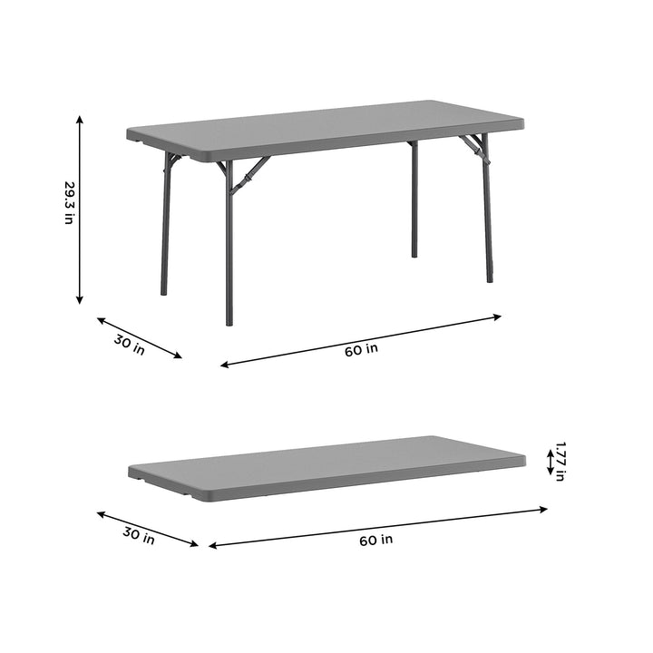 5 foot Commercial Blow Mold Folding Table - Gray - 1-Pack