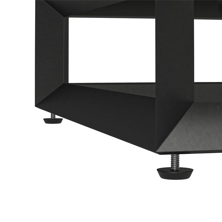 68 Inch Media Console with Beveled Steel Base for TVs up to 77 Inches - Sterling Oak Veneer