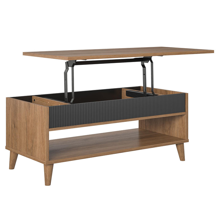 Magnolia Mid Century Modern Lift Top Coffee Table with Lower Shelf - Walnut