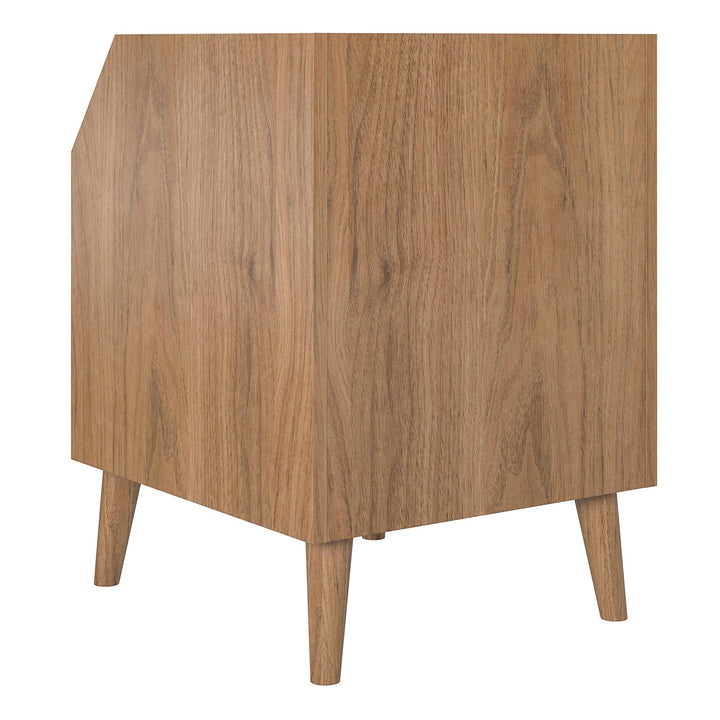 Magnolia Mid Century Modern End Table with Open Shelf and Closed Storage - Walnut