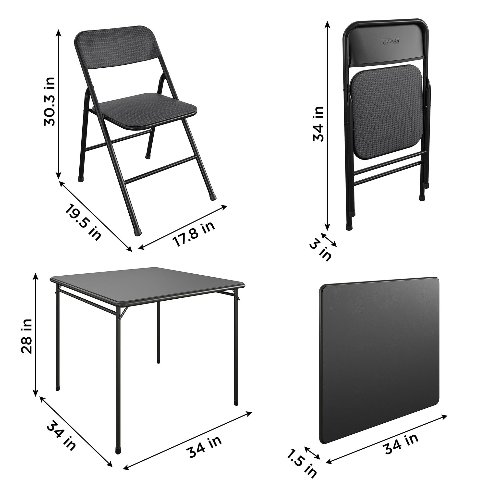 Versatile 5 Piece Card Table Folding Chair Set RealRooms