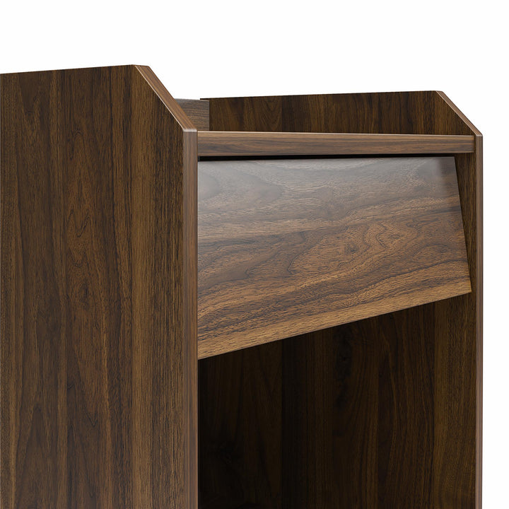 Remy Nightstand with 1 Drawer and Tapered Brassy Gold Legs - Walnut